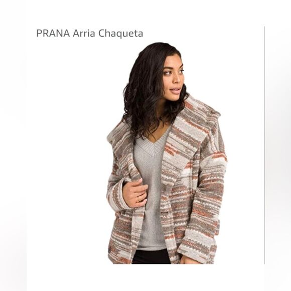 Prana Arria Wool Blend Knit Double Breasted Boho Aztec Southwest Jacket M - Picture 4 of 15